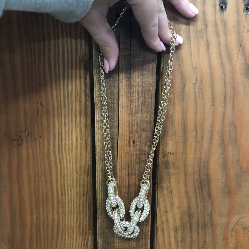 Mossimo gold chain link rhinestone necklace - Picture 10 of 10